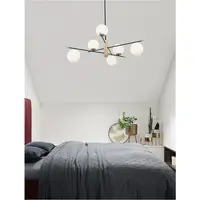 Lampa suspendata GIT Mat Negru & Nisipiu Auriu metal Opal Sticla LED G9 6x5 Wat 230V IP20 Fara bec