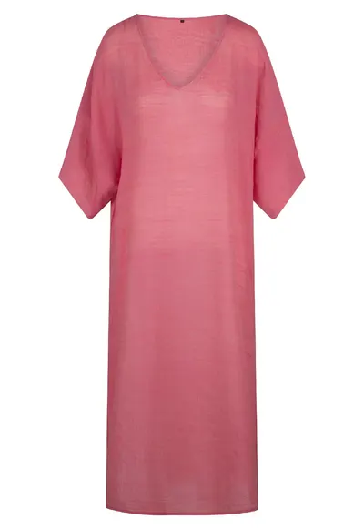 Rochie dreapta lunga cu slituri laterale 31485 - Roz