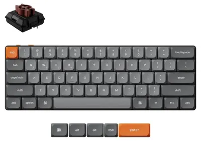 Tastatură mecanică Keychron - K9 Max, wireless, Milk POM Brown, RGB, neagră/gri.