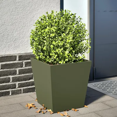 Gossi jardiniera de gradina, verde masliniu, 40x40x40 cm, otel