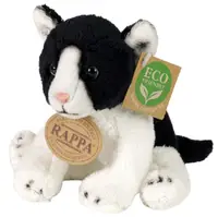 Jucărie de pluș Rappa Eco Friends - Pisică, alb-negru, 14 cm