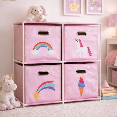 Dulap modular 2 rafturi și 4 cutii depozitare Unicorn