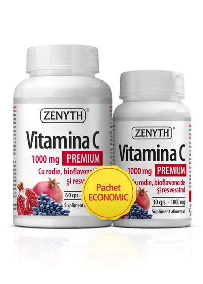 Pachet Vitamina C Rodie Premium , 60 + 30 capsule, Zenyth