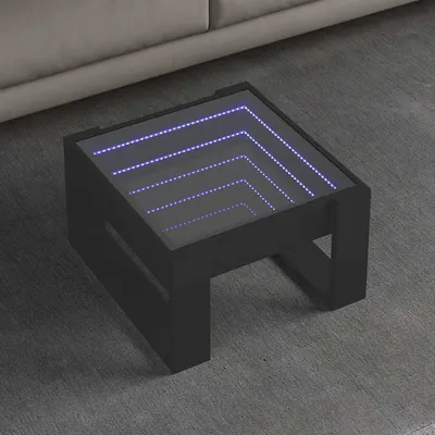 vidaXL Măsuță de cafea cu LED infinity, negru, 50x53x30 cm