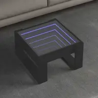 vidaXL Măsuță de cafea cu LED infinity, negru, 50x53x30 cm