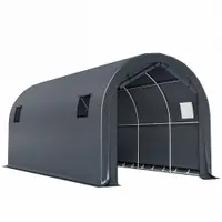 Outsunny Carport 3x6m, Garaj Portabil cu Ușă și Ferestre, Gri Închis | Aosom Romania