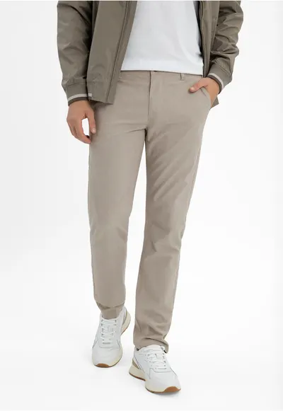 Pantaloni chino din bumbac barbati - cu model fin - Regular Fit - R-Monter - bej - Bej