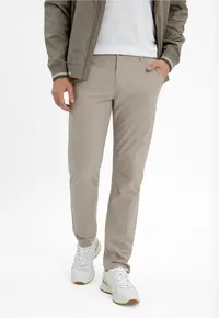 Pantaloni chino din bumbac barbati - cu model fin - Regular Fit - R-Monter - bej - Bej