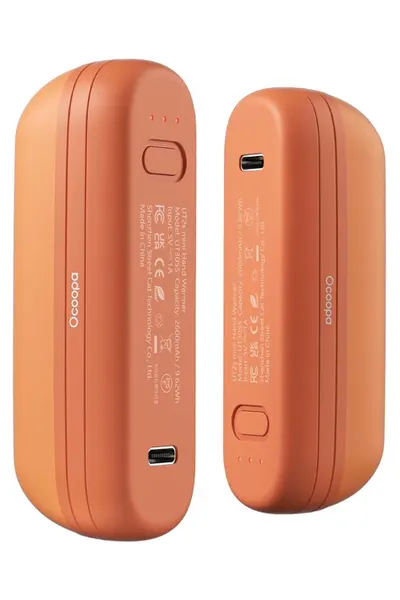Încălzitor electronic de mâini Ocoopa UT2s mini, 2×6 h, 2×2600 mAh, portocaliu