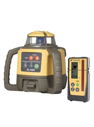 Pachet Nivela laser rotativa de constructie multifunctionala RL-H5A Digital (1 plan orizontal/inclinat, pantă manuală) cu trepied si stadie - Topcon