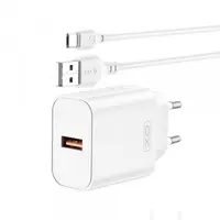 Incarcator Retea Cu Cablu USB-C XO Design CE33, 18W, 3A, 1 x USB-A, Alb