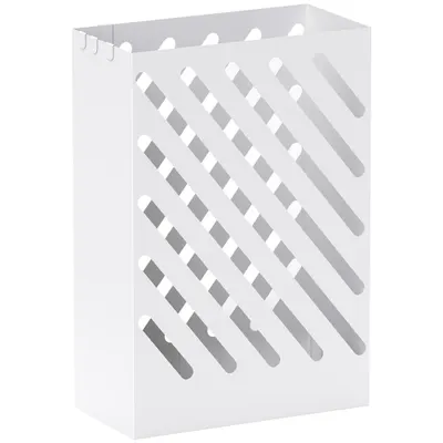 HOMCOM Suport pentru Umbrele cu Tavă pentru Colectarea Picăturilor și 4 Cârlige, 28x14x41 cm, Alb | Aosom Romania