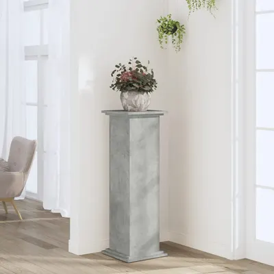 Gossi suport de plante, gri beton, 33x33x100 cm, lemn prelucrat