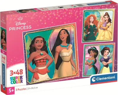 Puzzle pentru copii Clementoni din 3 x 48 piese - Prințesele Disney