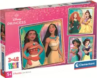 Puzzle pentru copii Clementoni din 3 x 48 piese - Prințesele Disney