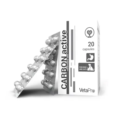 Vetapro Carbon Active, Suport Gastrointestinal Caini si Pisici, 20 capsule