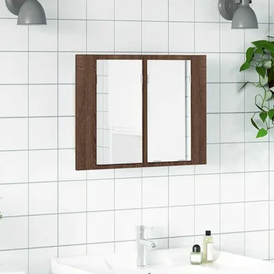 vidaXL Dulap cu oglindă & LED stejar maro 60x12x45 cm lemn compozit