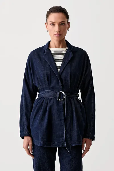 rag & bone sacou cu un singur rând de nasturi pentru femei, din denim Mandi