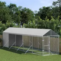Gossi padoc exterior cu acoperis argintiu 2x10x2,5 m otel galvanizat