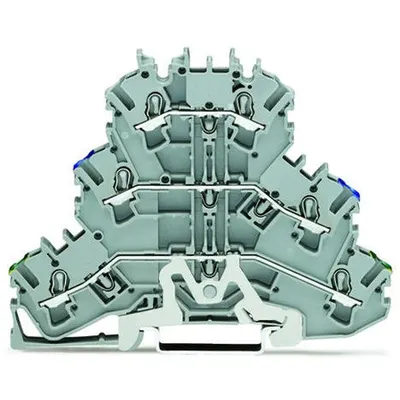Triple-deck terminal block; Ground conductor/through/through terminal block; PE/N/L; without marker carrier; suitable for Ex e II applications; for DIN-rail 35 x 15 and 35 x 7.5; 2.5 mm²; Push-in CAGE CLAMP®; 2,50 mm²; gray
