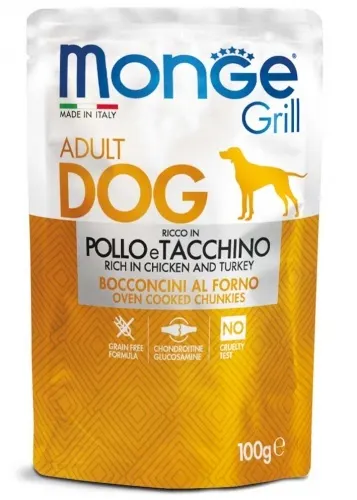Monge Grill Chunkies - Hrana umeda super-premium - Pui si Curcan - 100g