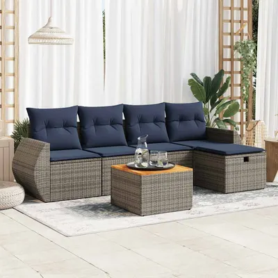 Gossi set mobilier gradina cu perne, 6 piese, gri, poliratan