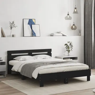 vidaXL Cadru de pat cu LED fără saltea Negru 150x200 cm
