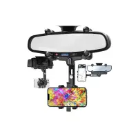 Suport pentru telefon, montare pe oglinda retrovizoare, rotativ la 360 grade, reglare inaltime si latime