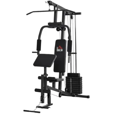 HOMCOM statie fitness pentru antrenament acasa, negru | Aosom Romania