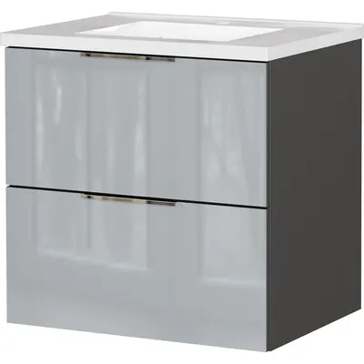 Dulap sub chiuvetă gri suspendat cu aspect lucios 61x61 cm Celano – Germania