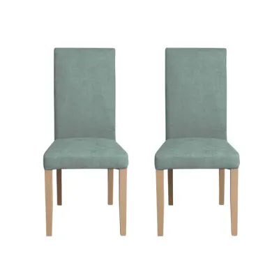 Set 2 scaune living TEO, picioare lemn natur, stofa mint, 46x60x98 cm