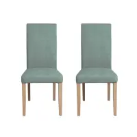 Set 2 scaune living TEO, picioare lemn natur, stofa mint, 46x60x98 cm