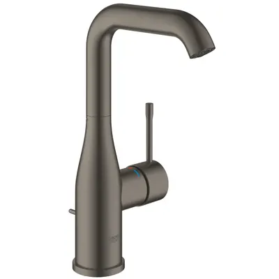 Baterie lavoar Grohe Essence 24174AL1, 3/8 inch, marimea L, monocomanda, cartus ceramic, pivotanta, ventil cu tija, mat, hard graphite