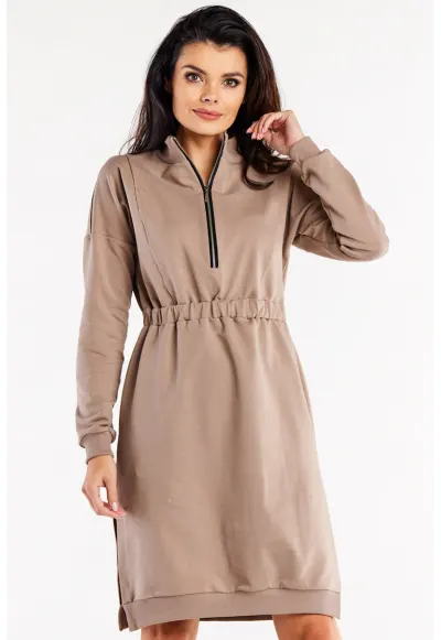 Rochie-hanorac din bumbac cu design modern - Latte