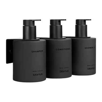 Dozatoare de săpun lichid negre 3 buc. de montat pe perete din sticlă 350 ml Kirei – Blomus