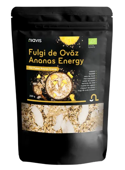 Fulgi de ovaz Ananas Energy Ecologici, 250g, Niavis