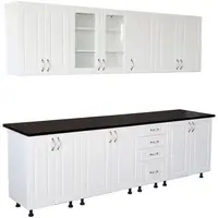 Bucatarie Zebra 260 cm din MDF Alb Lucios cu blat termoizolant negru