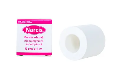 Narcis banda adeziva suport textil 5cm*5m, alba