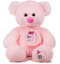 Jucărie de pluș Amek Toys - Ursuleț de pluș cu eșarfă roz, 45 cm