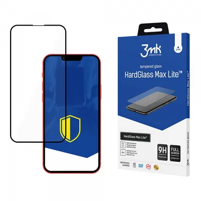 Folie de protectie Ecran 3MK HardGlass Max Lite pentru Apple iPhone 17e / 16e / 14 / 13 Pro, Sticla Securizata, Full Glue, Neagra
