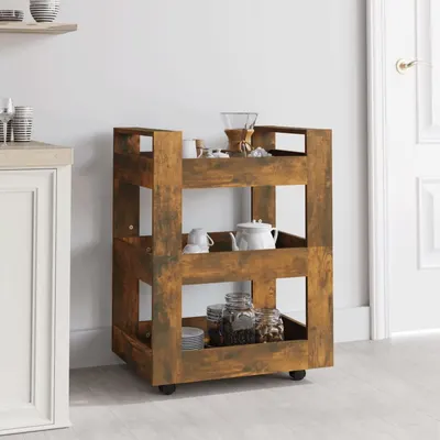 vidaXL Cărucior de bucătărie stejar fumuriu 60x45x80 cm lemn prelucrat