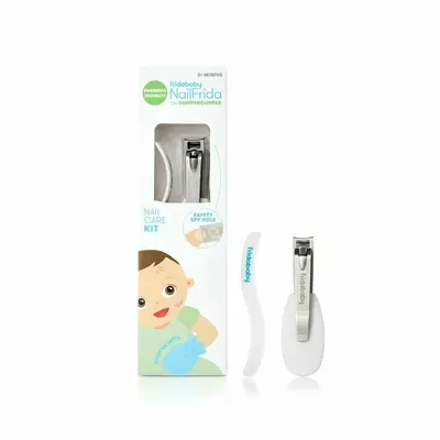 Set ingrijire unghii bebelusi, FridaBaby, Unghiera cu protectie, Lama curbata pentru taiere lina, Pila S pentru netezire, Fara BPA, 0 luni+, Alb