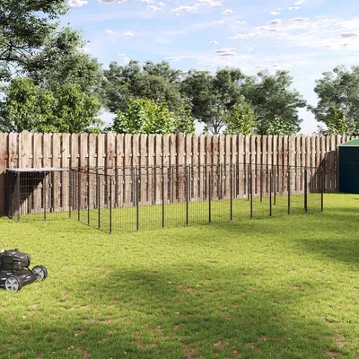 vidaXL Padoc pentru câini, negru, 19,36 m², oțel