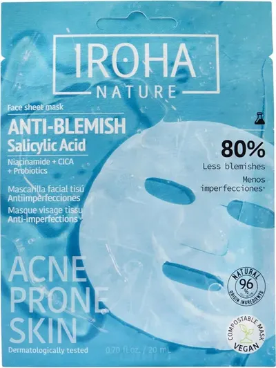 Iroha Nature Mască în folie biodegradabilă pentru pielea cu probleme, 20 ml