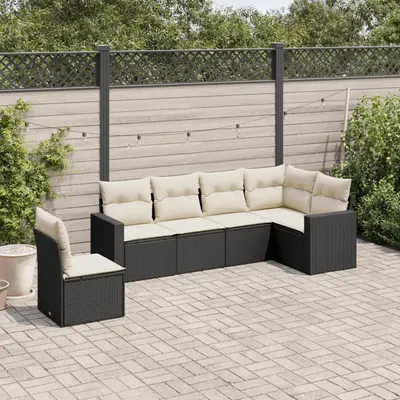 Gossi set mobilier de gradina cu perne, 6 piese, negru, poliratan