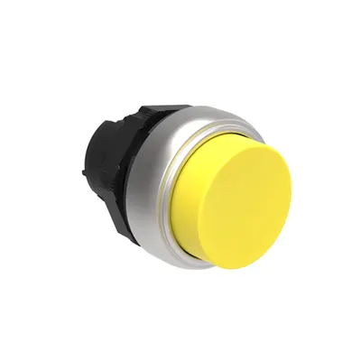Push-Push Button Actuator Ø22mm Platinum Series, Extended. Push On-Push Off, Yellow
