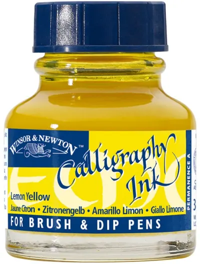 Cerneală de caligrafie Winsor & Newton - Galben lămâie, 30 ml