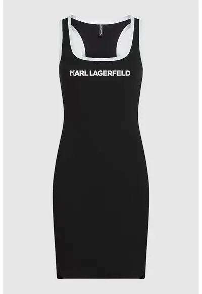 Rochie din amestec de bumbac organic cu decolteu racerback pentru plaja - Negru