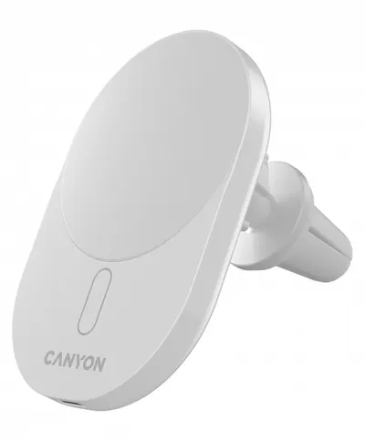 Încărcător auto Canyon - OnGrip 105, USB-C/USB-C, 15W, Qi2, alb