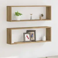 vidaXL Șemele de perete 2 buc. Stejar artizanal 80 x 15 x 26 cm